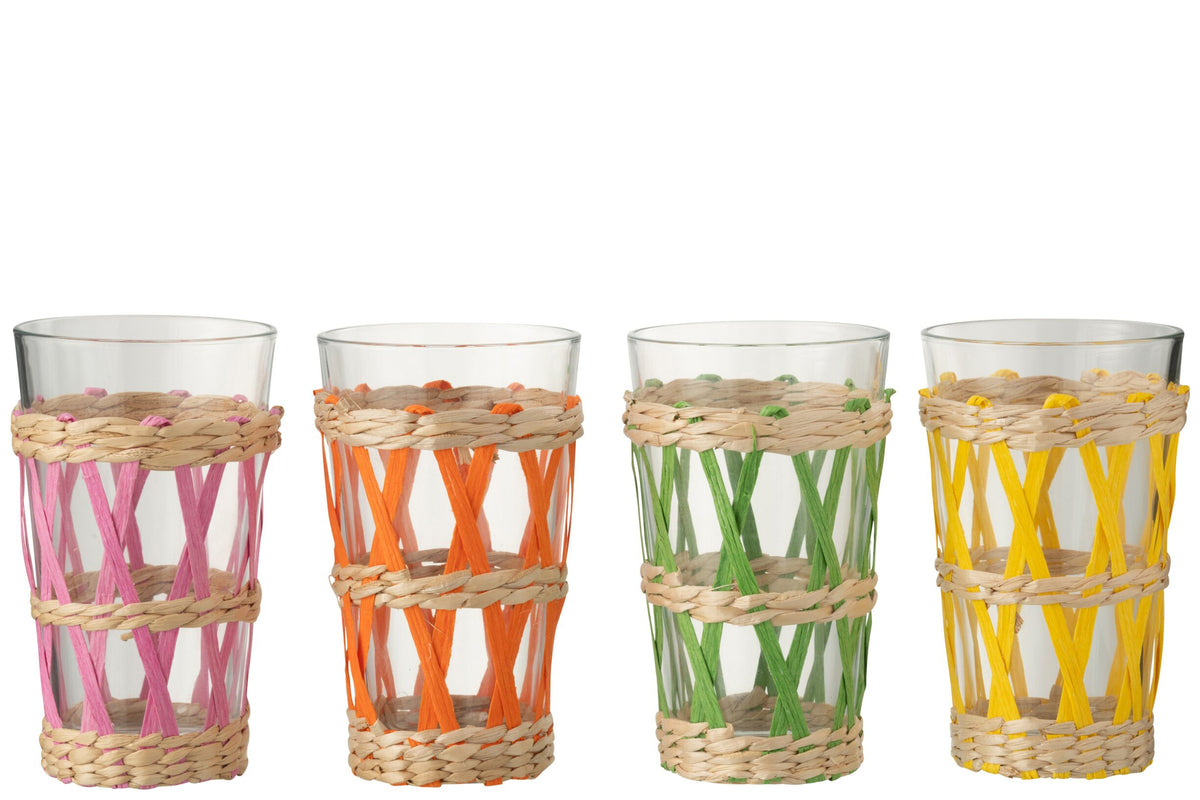 J-Line Water Glasses 45 cl Woven Large Assorted – 4 Pieces