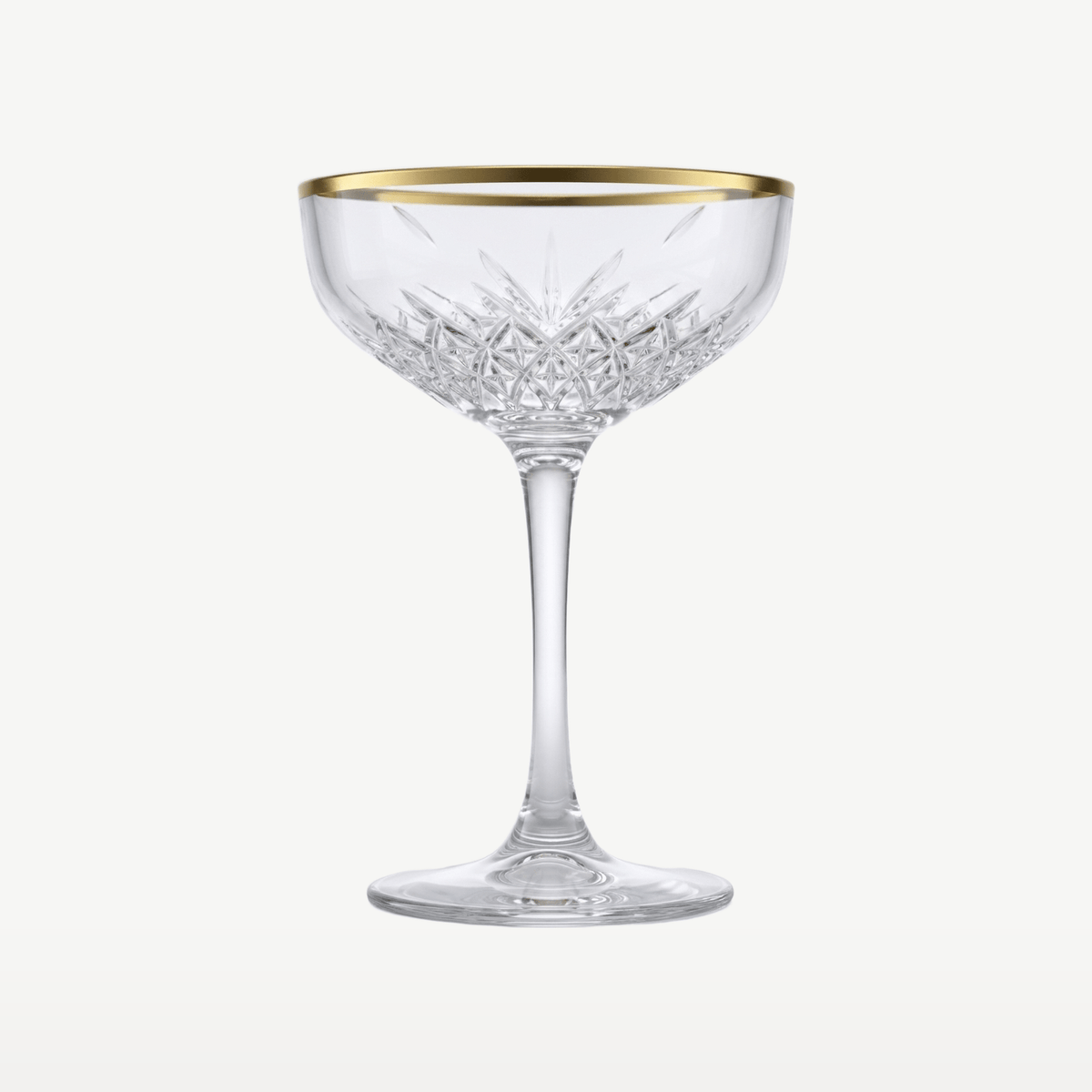 Pasabahce Timeless Champagneglas / Coupe 27 Cl Gouden Rand - 4 Stuks - Glazen.nl