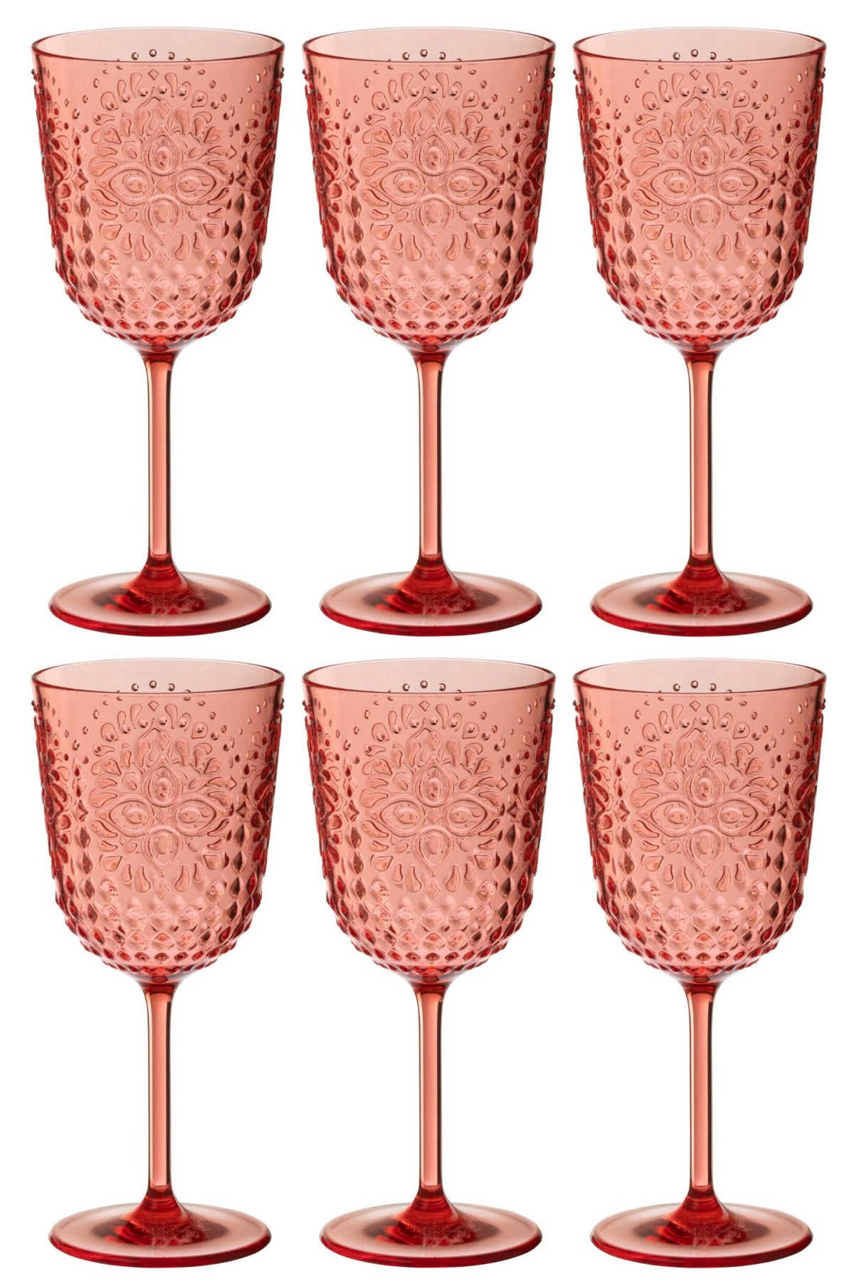 J-Line Wine Glass 41.4 cl Plastic Red - 6 Pieces