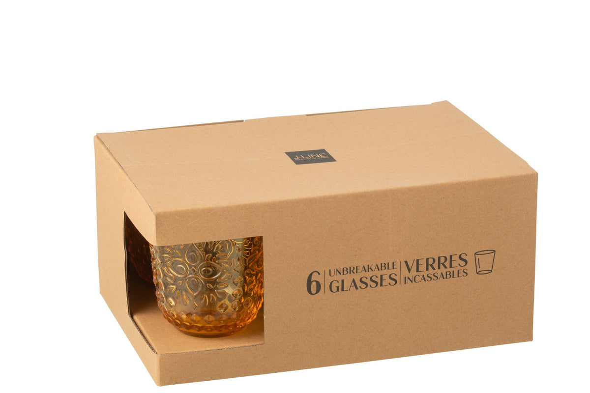 J-Line szklanki do wody 47,3 cl, nietłukące, żółte – 6 sztuk