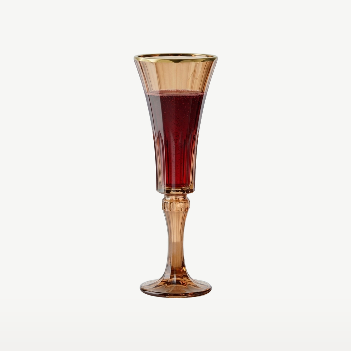 J-Line Champagneglas Reliëf Gouden Rand Klein Okergeel/Brons Assorti - 2 Stuks - Glazen.nl
