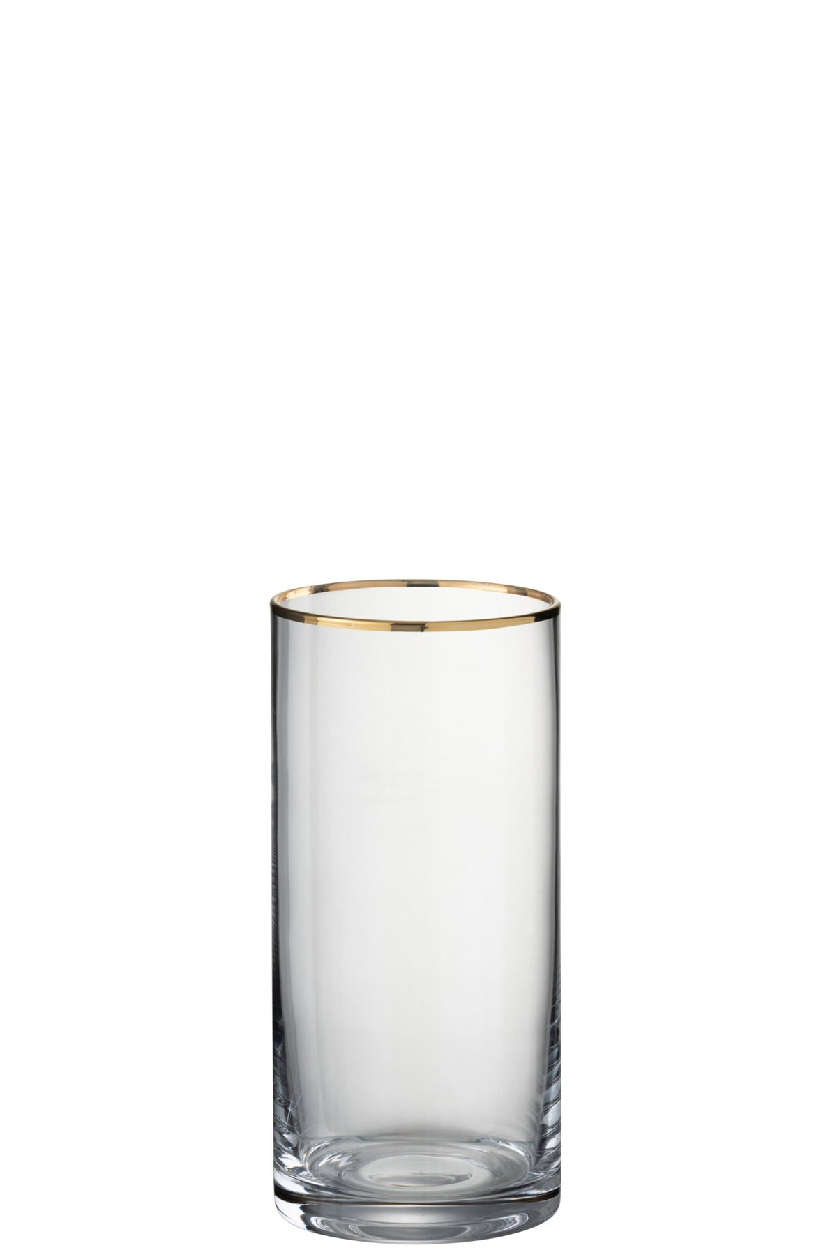 J-Line szklanka do wody 45 cl, wysoka, cylindryczna, złożotym brzegiem, przezroczysta/złota