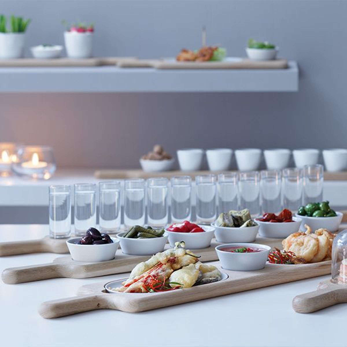 L.S.A. Paddle Vodka Set with Serving Board Assorted - 12 Pieces