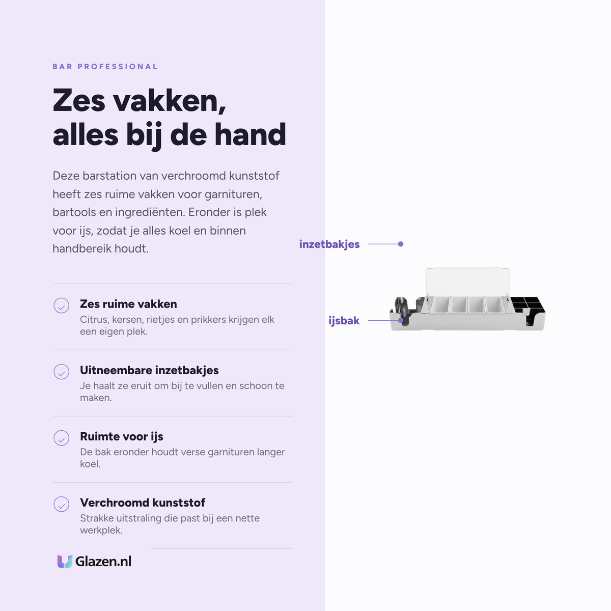 Eigenschappen van de Bar Professional Barstation Condimentenhouder Chroom