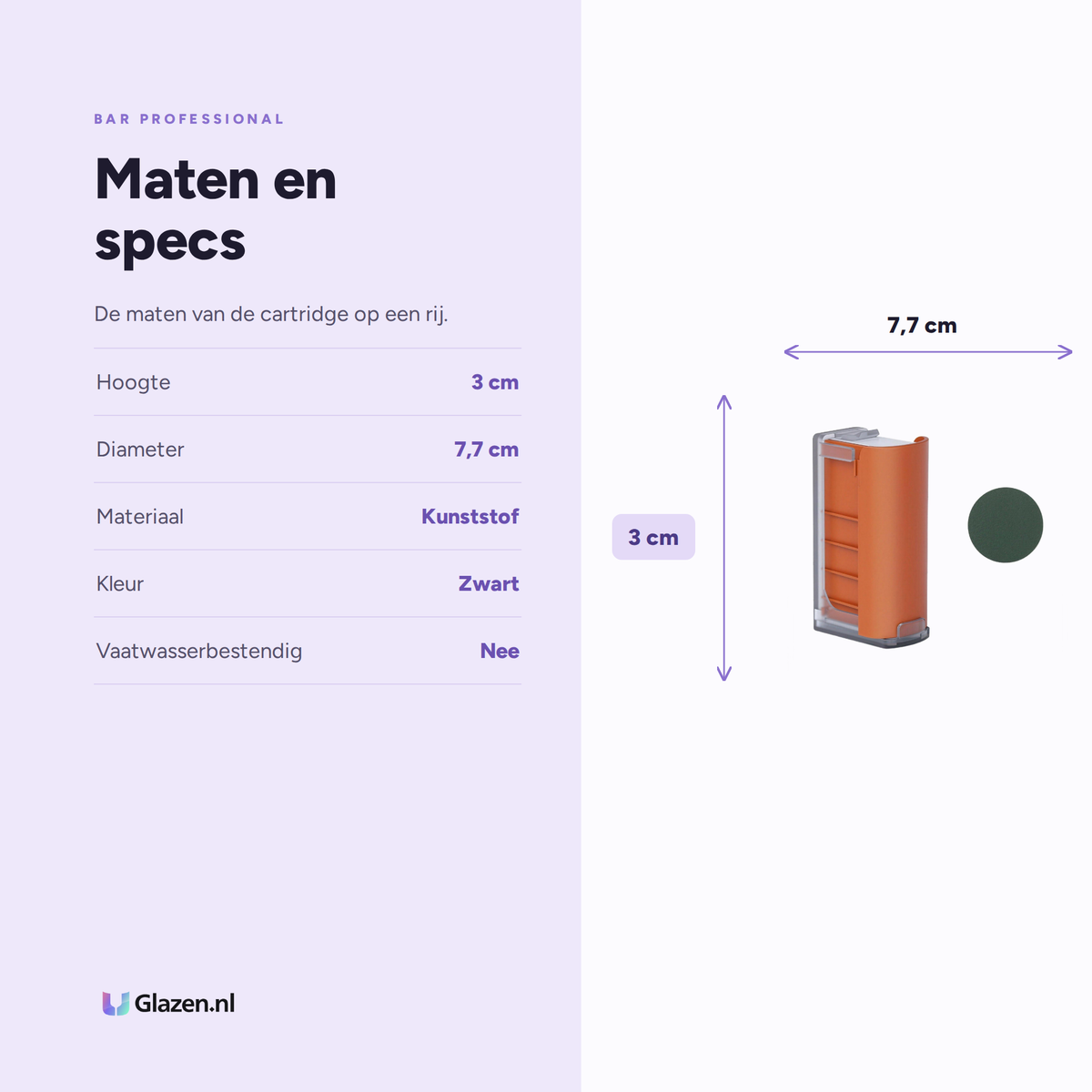 Maten en specificaties van Bar Professional Cartridge Printpen Zwart
