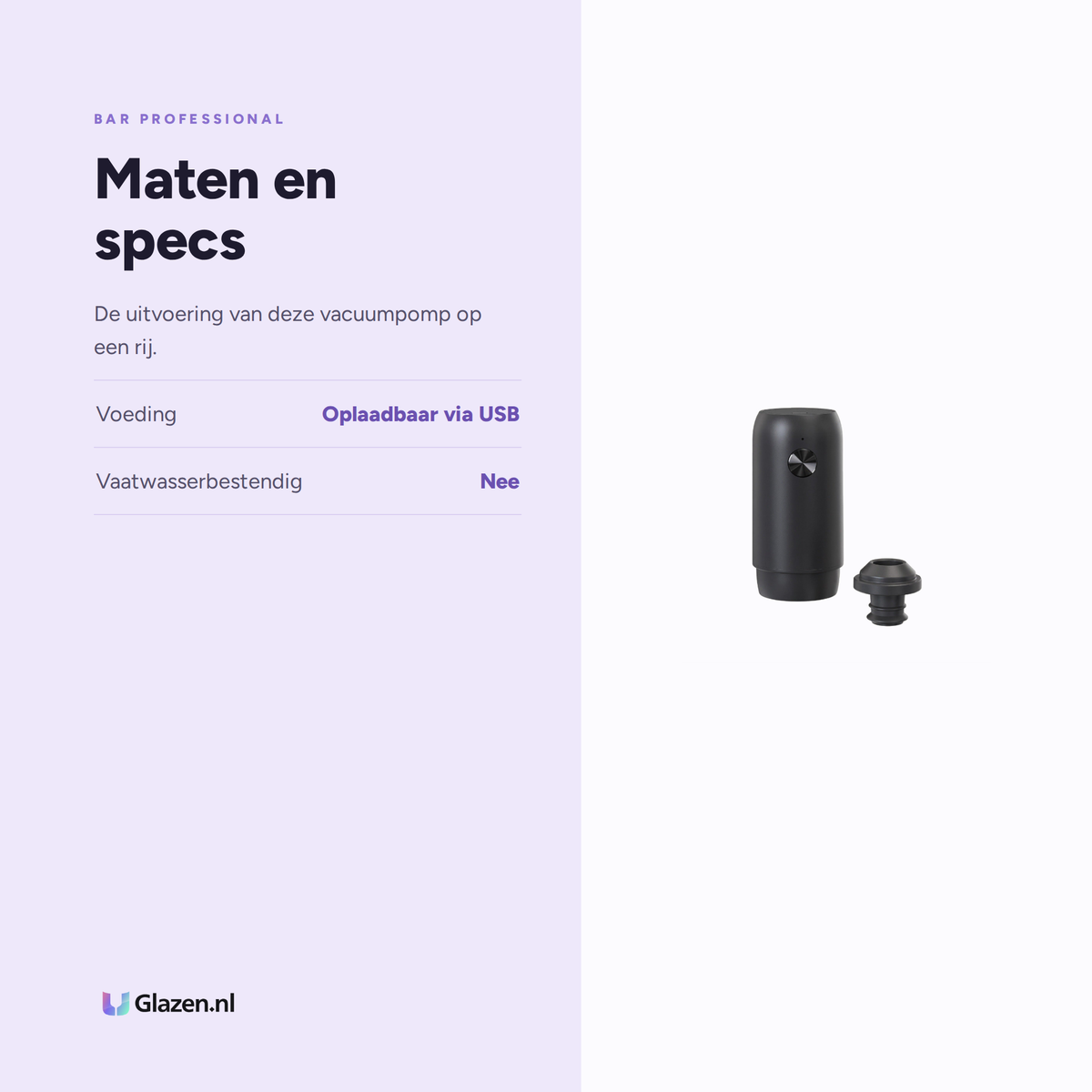 Maten en specificaties van Bar Professional Elektrische Wijnvacuümpomp