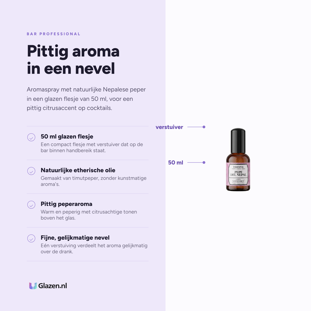 Eigenschappen van Essentia Pepe Del Nepal Aromaspray 50 Ml van Bar Professional