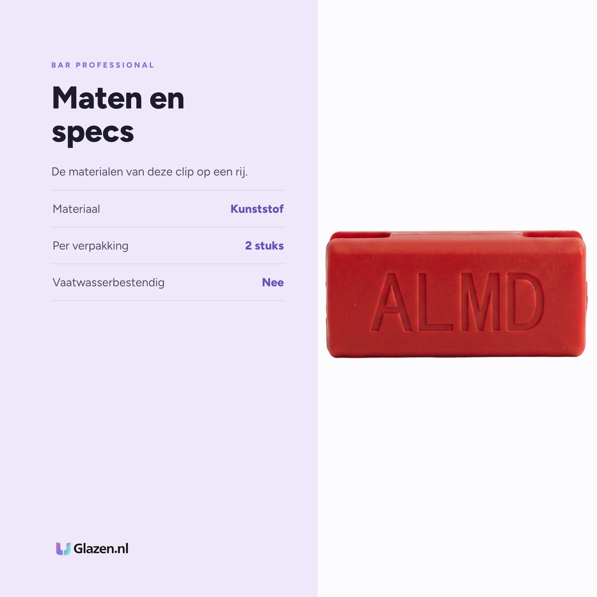Bar Professional Melkkan Identiteitsclip Amandelmelk - 2 Stuks specificaties: materiaal Kunststof, per verpakking 2 stuks, vaatwasserbestendig Nee