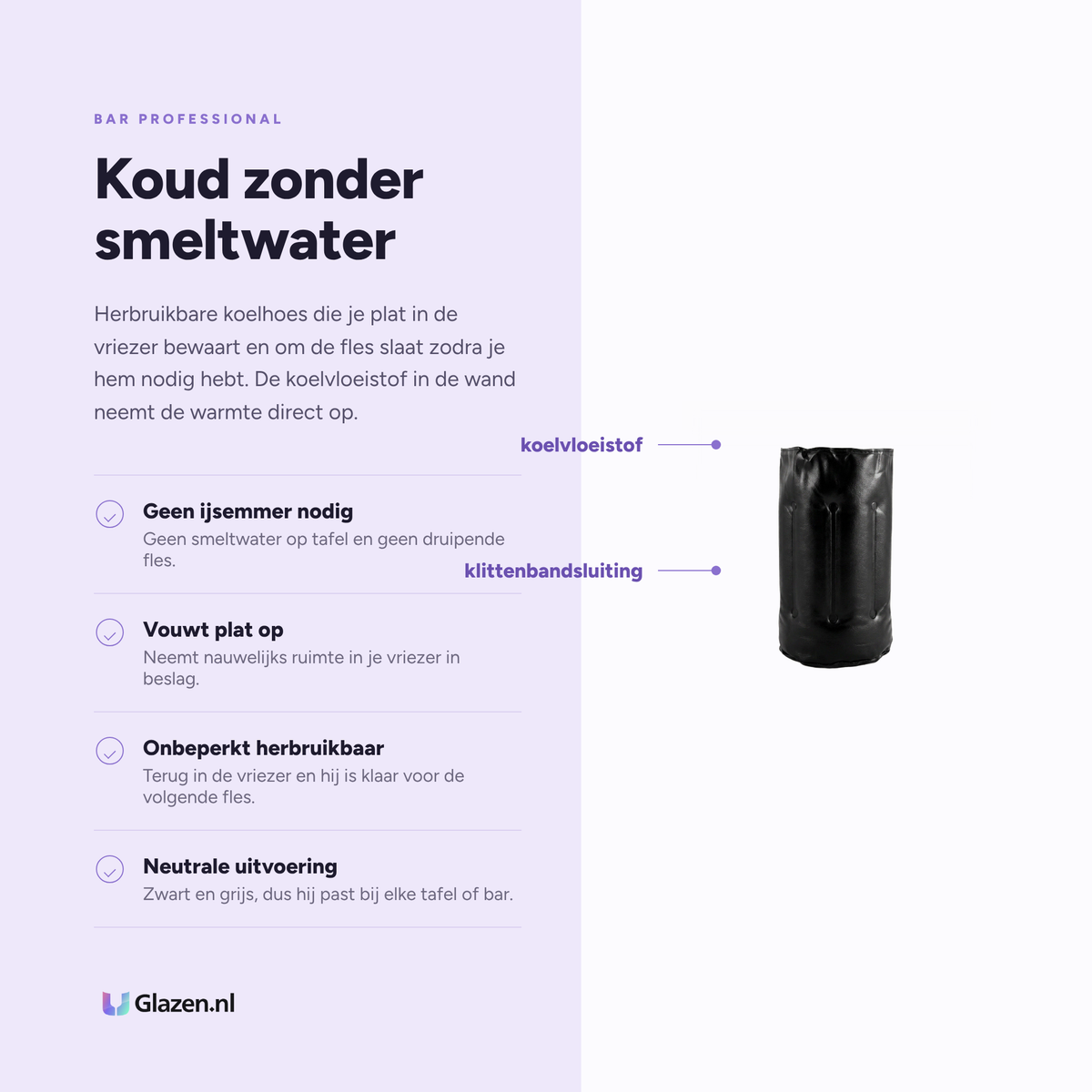 Infographic met de eigenschappen van Bar Professional Wijnkoelhoes Zwart