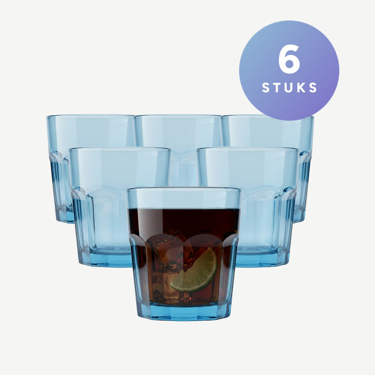 Set van 6 stuks Bormioli Rocco Rock Bar Tumbler 27 Cl Blauw