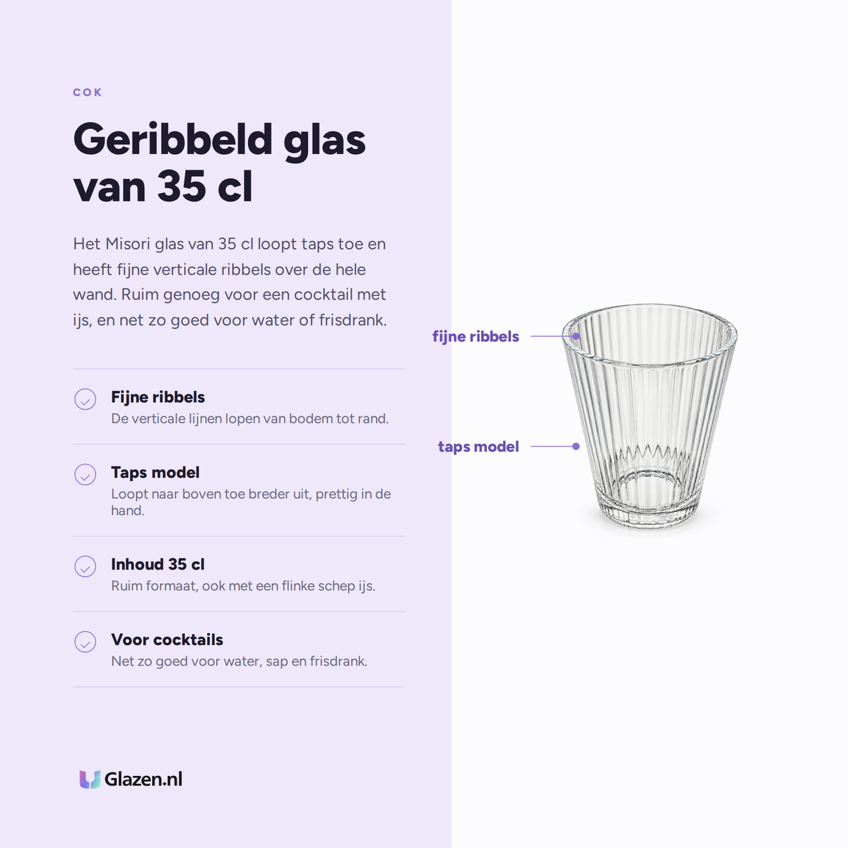 Eigenschappen van het COK Misori glas 35 cl