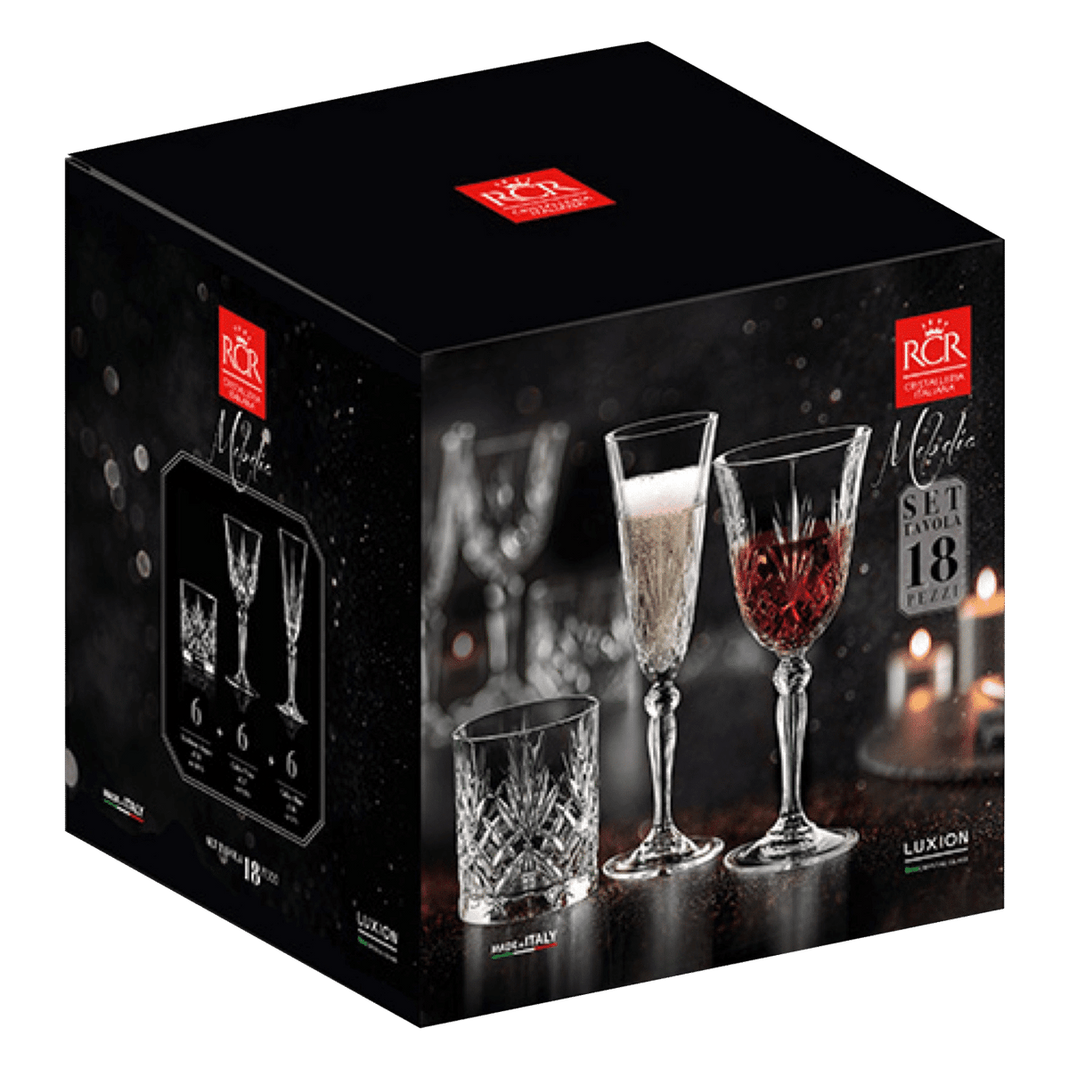 RCR Melodia Glazenset 18 - Delig (Wijnglazen - Champagneglazen - Tumblers) - Glazen.nl