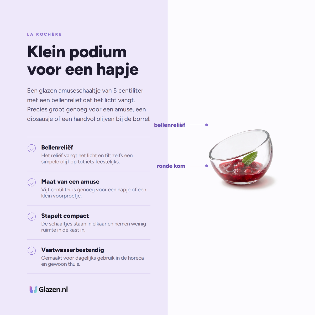 Eigenschappen van de La Rochère Bubble Amuse Schaaltje 5 cl - 6 Stuks