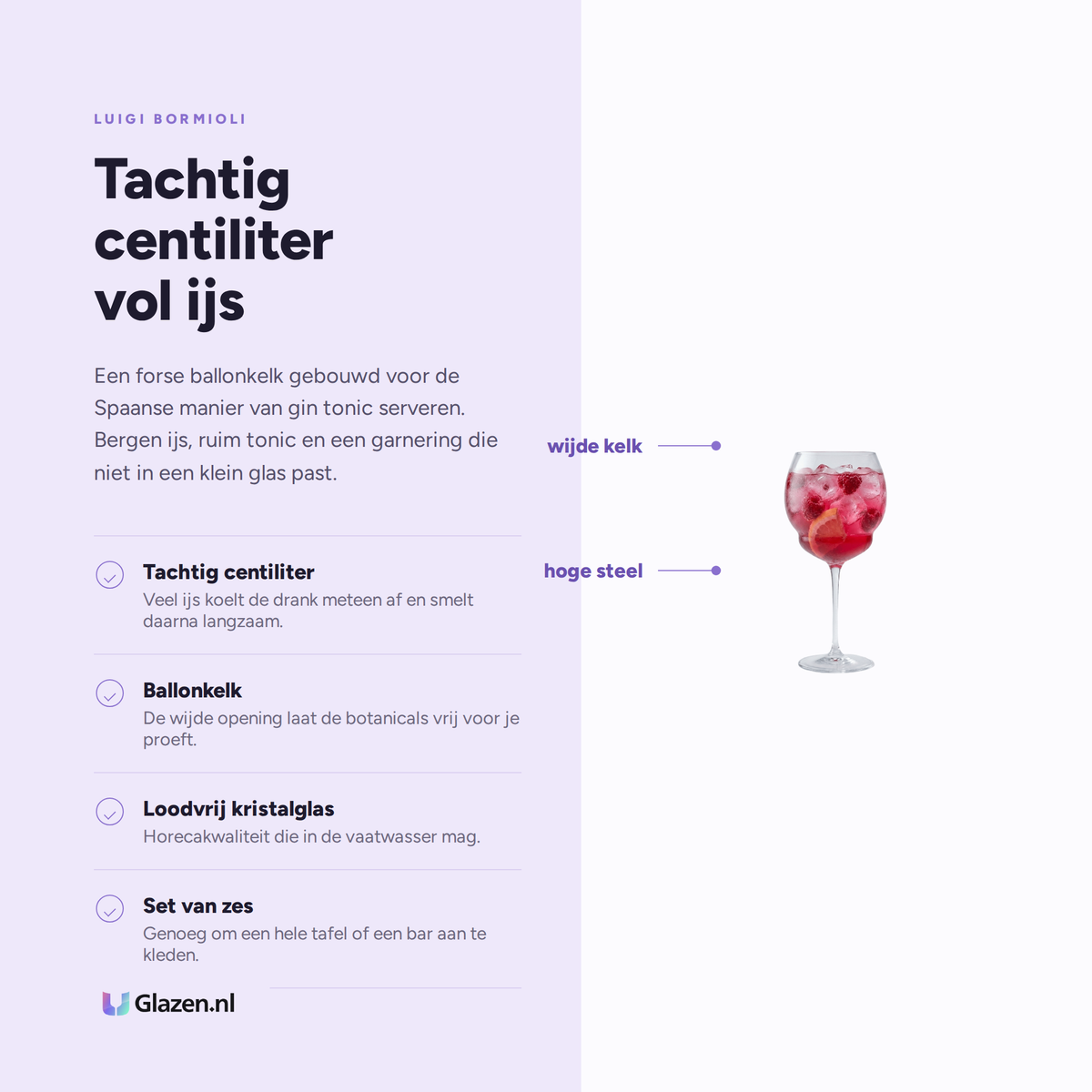 Luigi Bormioli Backdoor 20s Ginglas 80 cl eigenschappen