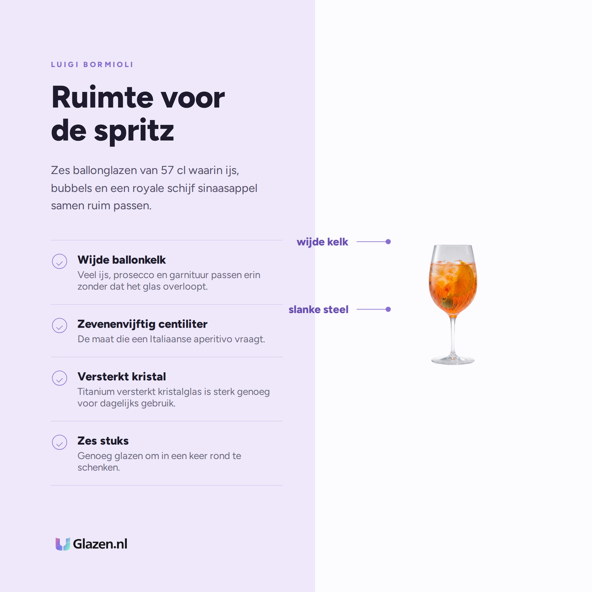 Eigenschappen van de Luigi Bormioli Mixology Cocktailglas Spritz 57 Cl - 6 Stuks