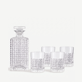 Luigi Bormioli Mixology – karafka do whisky 75 cl – 4 szklanki typu tumbler D.O.F. 38 cl – 5 sztuk
