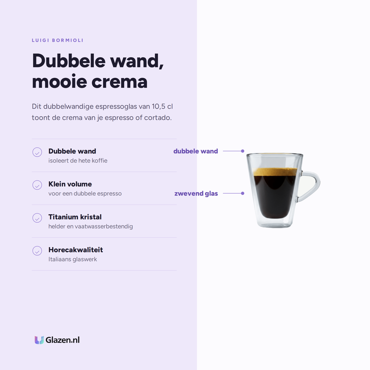 Eigenschappen van Luigi Bormioli Thermic Glass Espressoglas 10,5 Cl Espressino