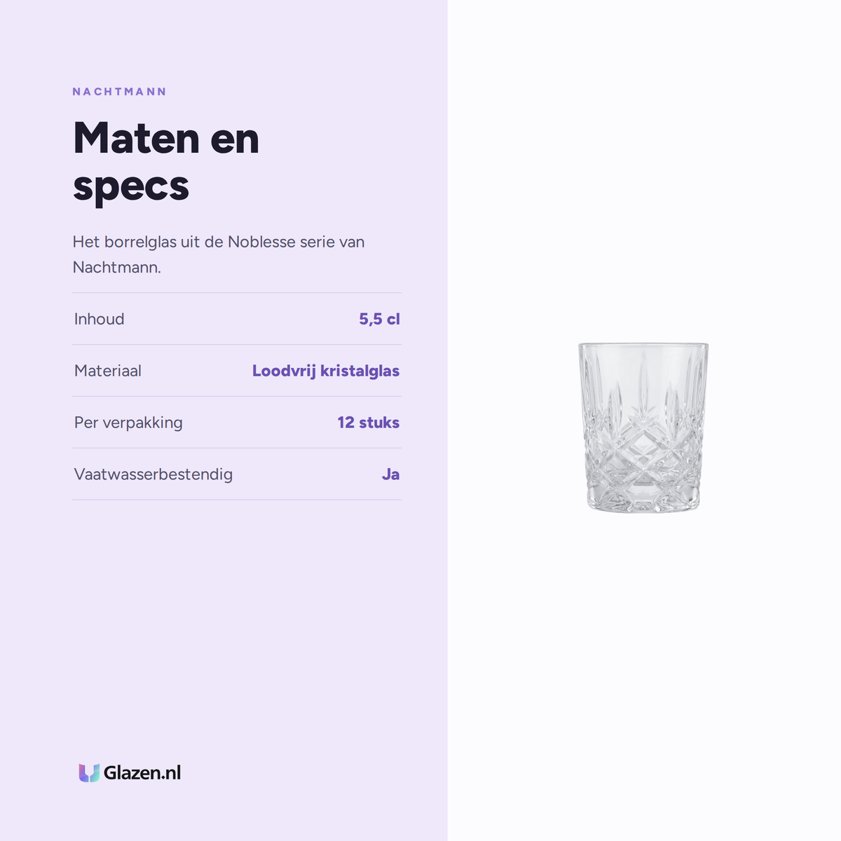 Maten en specs van Nachtmann Noblesse Borrelgals 5,5 Cl