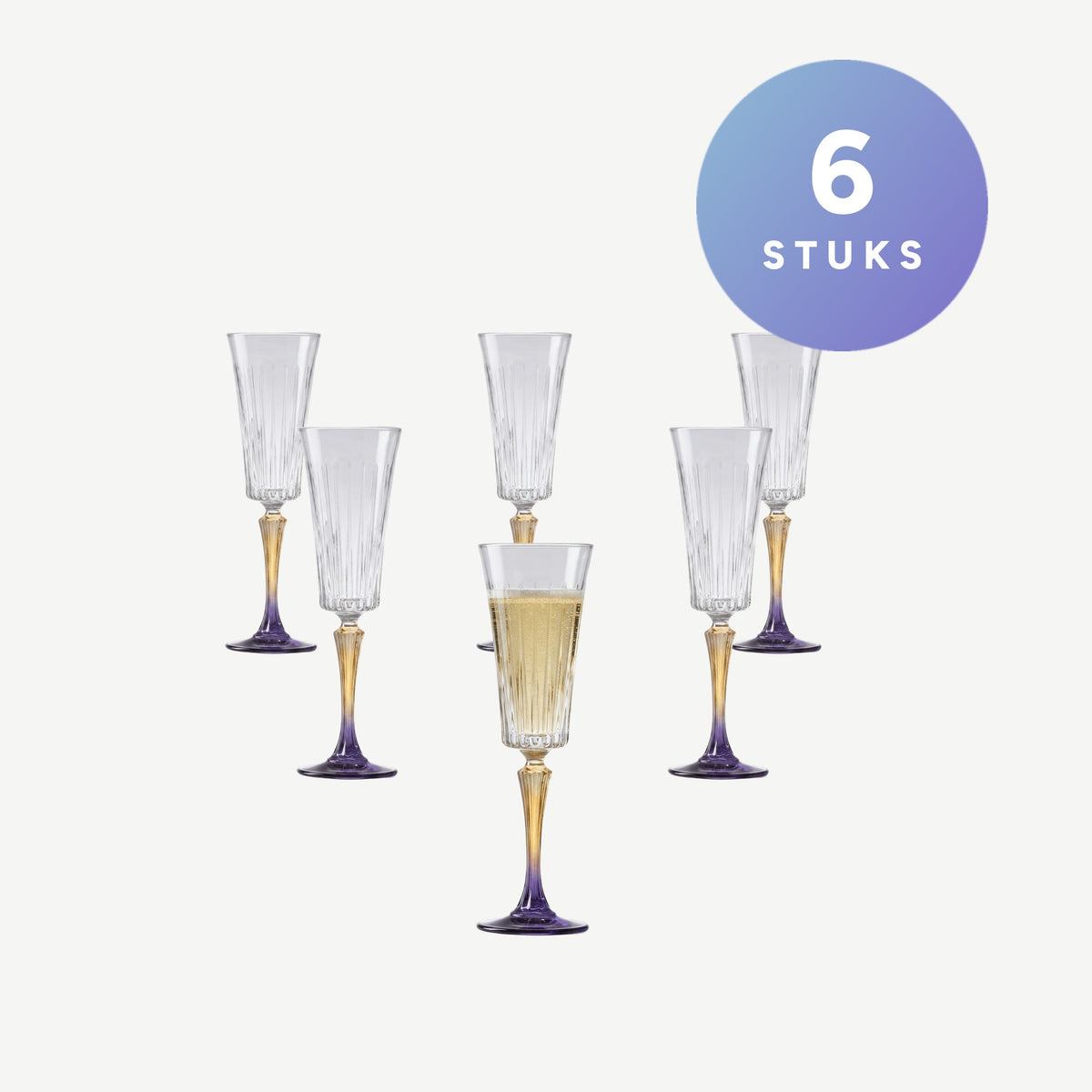 Set van zes RCR Gipsy Champagne Flutes 21 Cl