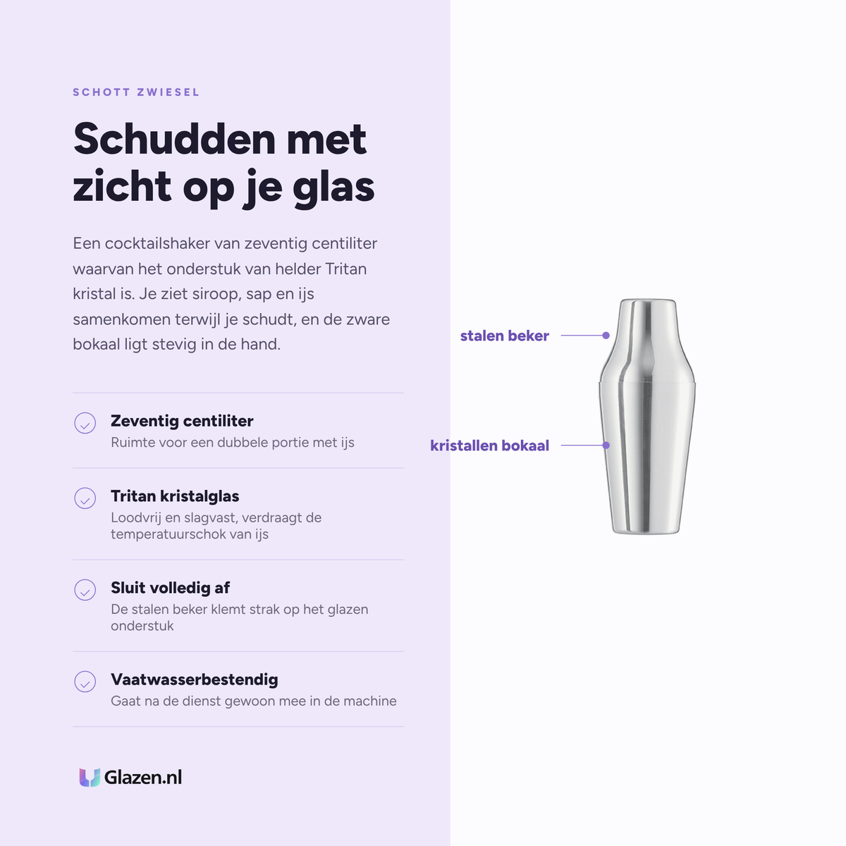 Eigenschappen van de Schott Zwiesel Basic Bar Selection Shaker 70 Cl