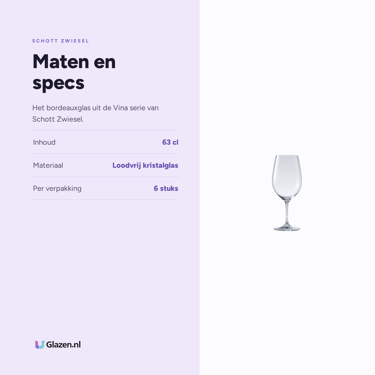 Maten en specs van Schott Zwiesel Vina Bordeauxglas 63 Cl