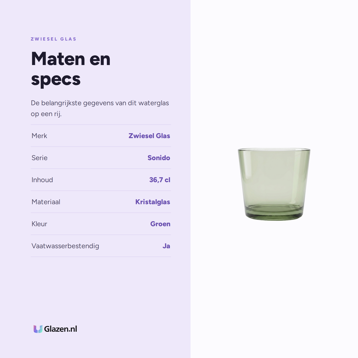 Zwiesel Glas Sonido Waterglas 36,7 cl groen maten en specs