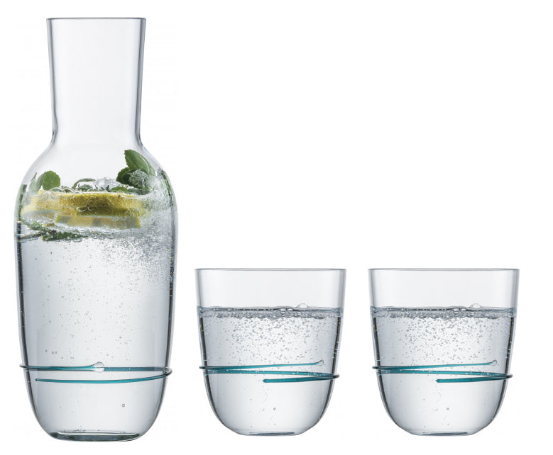 Zwiesel Glas Aura – zestaw: karafka z 2 szklankami typu tumbler, zielony, 3 sztuki