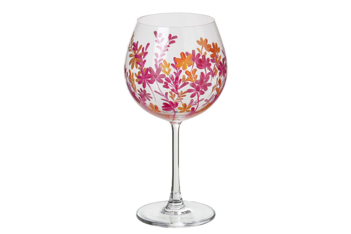 J-Line Pink/Orange Flower Wine Glass