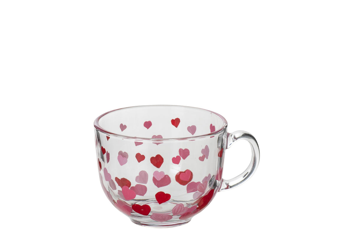 J-Line Water Glass Heart Red/Pink