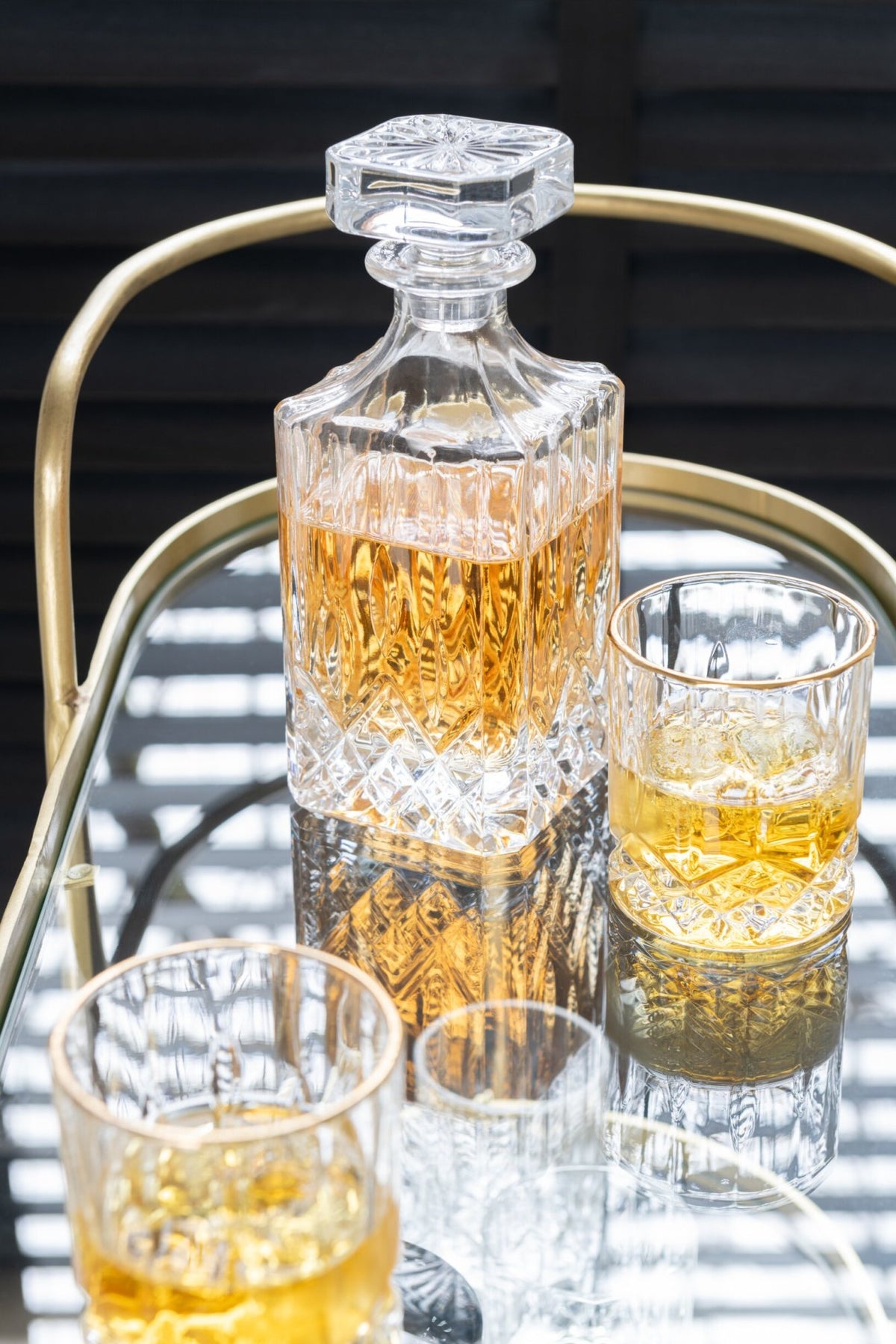 J-Line Franco Water Glass 32 cl Gold/Transparent