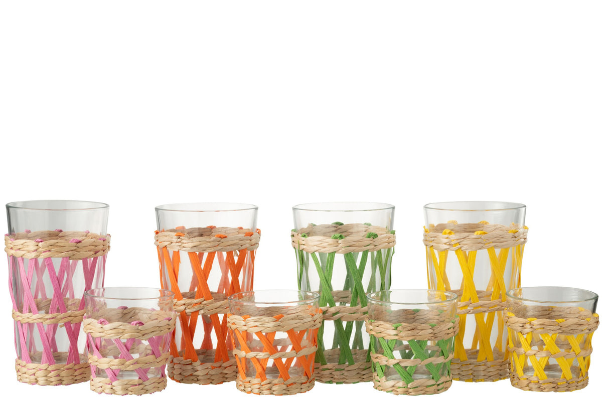 J-Line Water Glasses 45 cl Woven Large Assorted – 4 Pieces