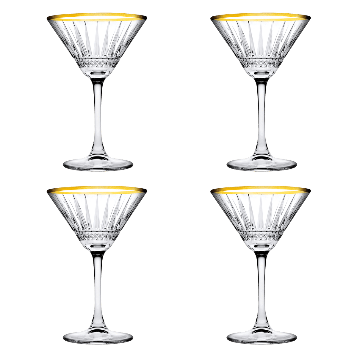 Pasabahce Elysia Martiniglas 22 Cl Gouden Rand - 4 Stuks - Glazen.nl