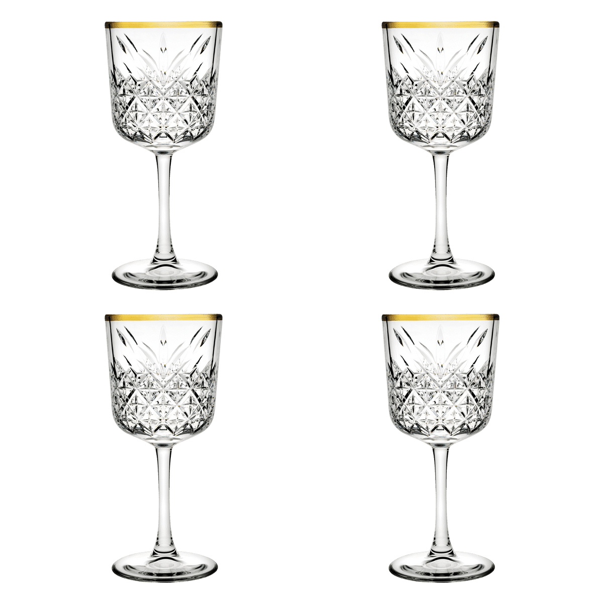 Pasabahce Timeless Wijnglas 33 Gouden Rand - 4 Stuks - Glazen.nl