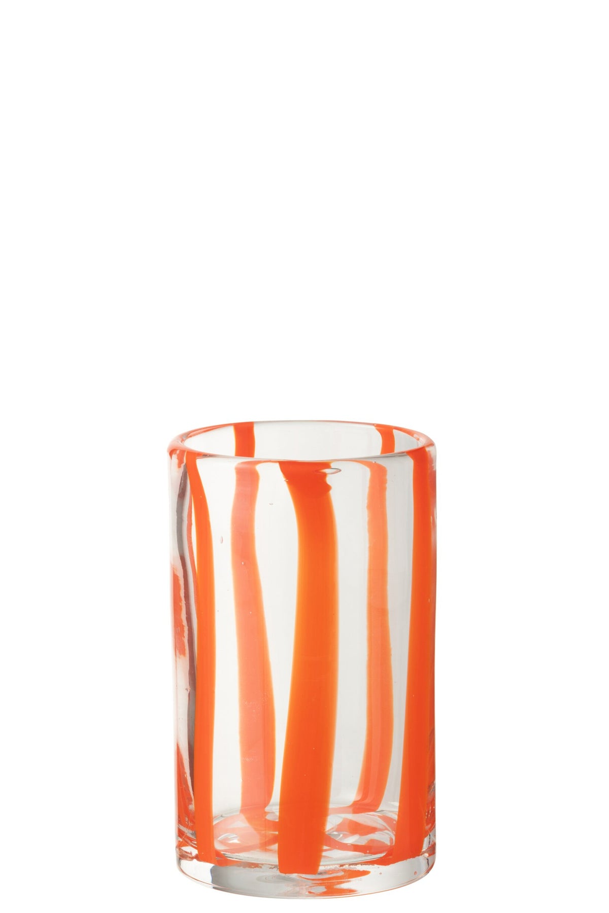 J-Line Striped Transparent/Orange Water Glass