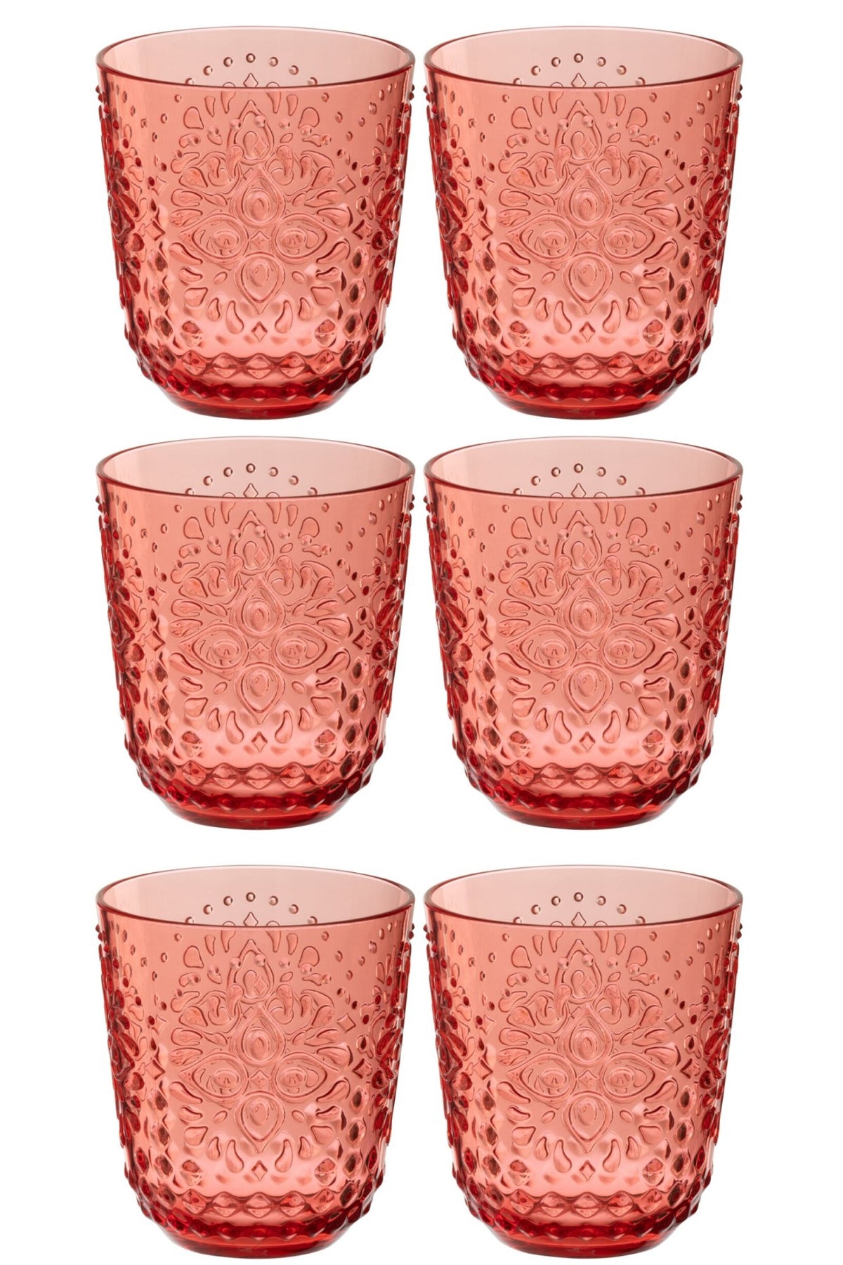 J-Line Water Glasses 47.3 cl Unbreakable Red - 6 Pieces