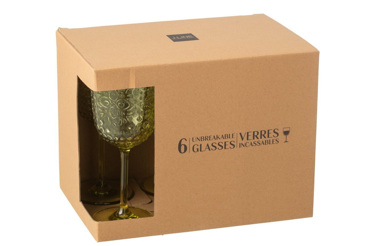 J-Line kieliszek do wina 41,4 cl, nietłukący, zielony – 6 sztuk