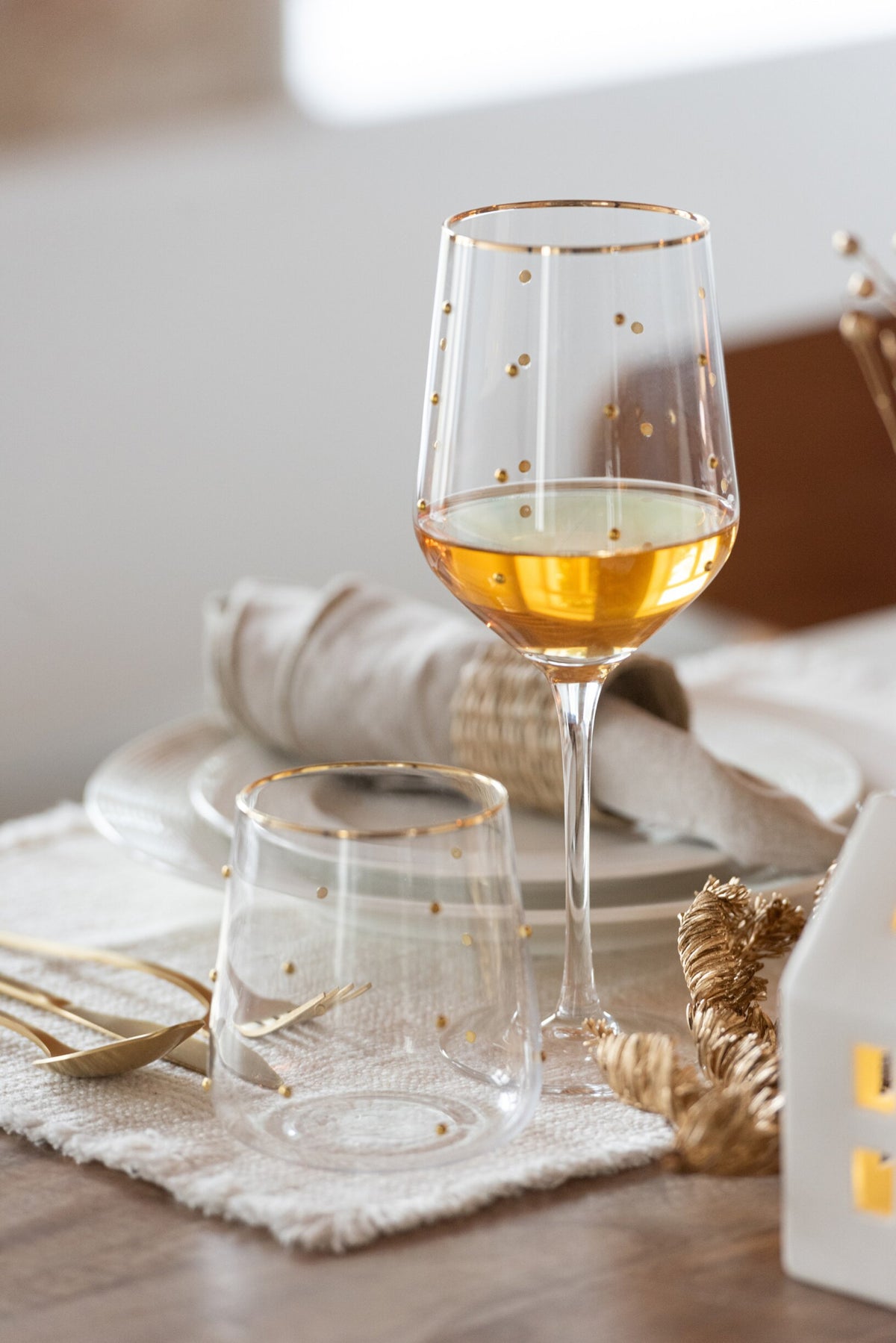 J-Line kieliszek do wina 55 cl w kropki, przezroczysty/złoty