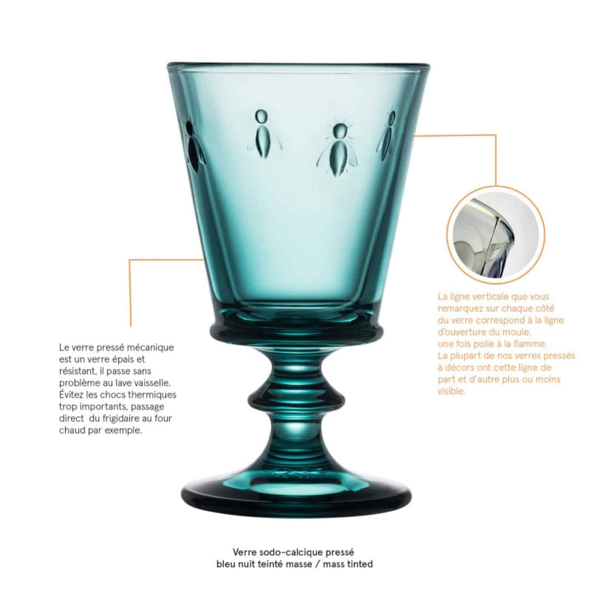 La Rochère Abeille Wijnglas 24 cl Blauw - 6 Stuks - Glazen.nl