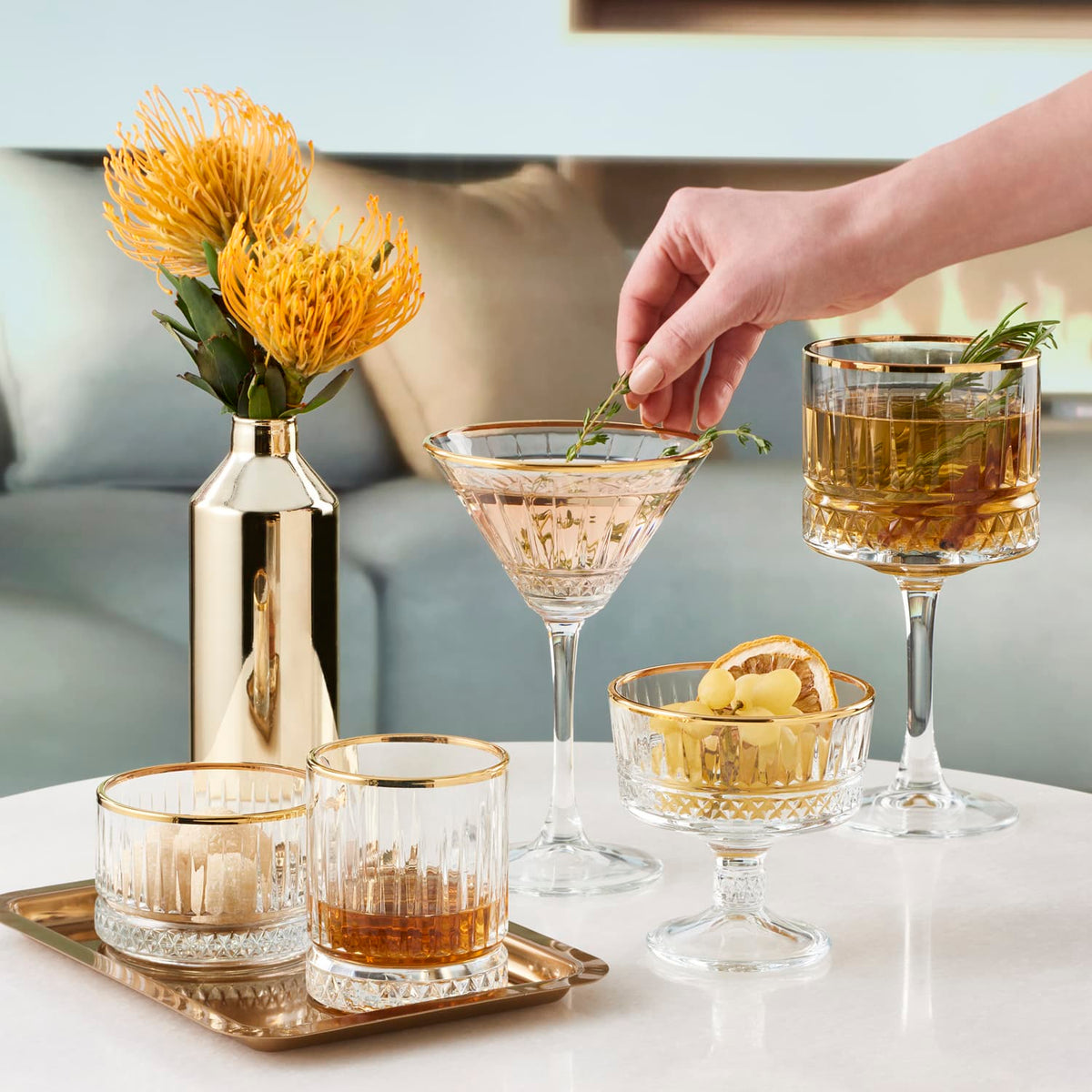 Pasabahce Elysia Tumbler 21 Cl Gouden Rand - 4 Stuks - Glazen.nl