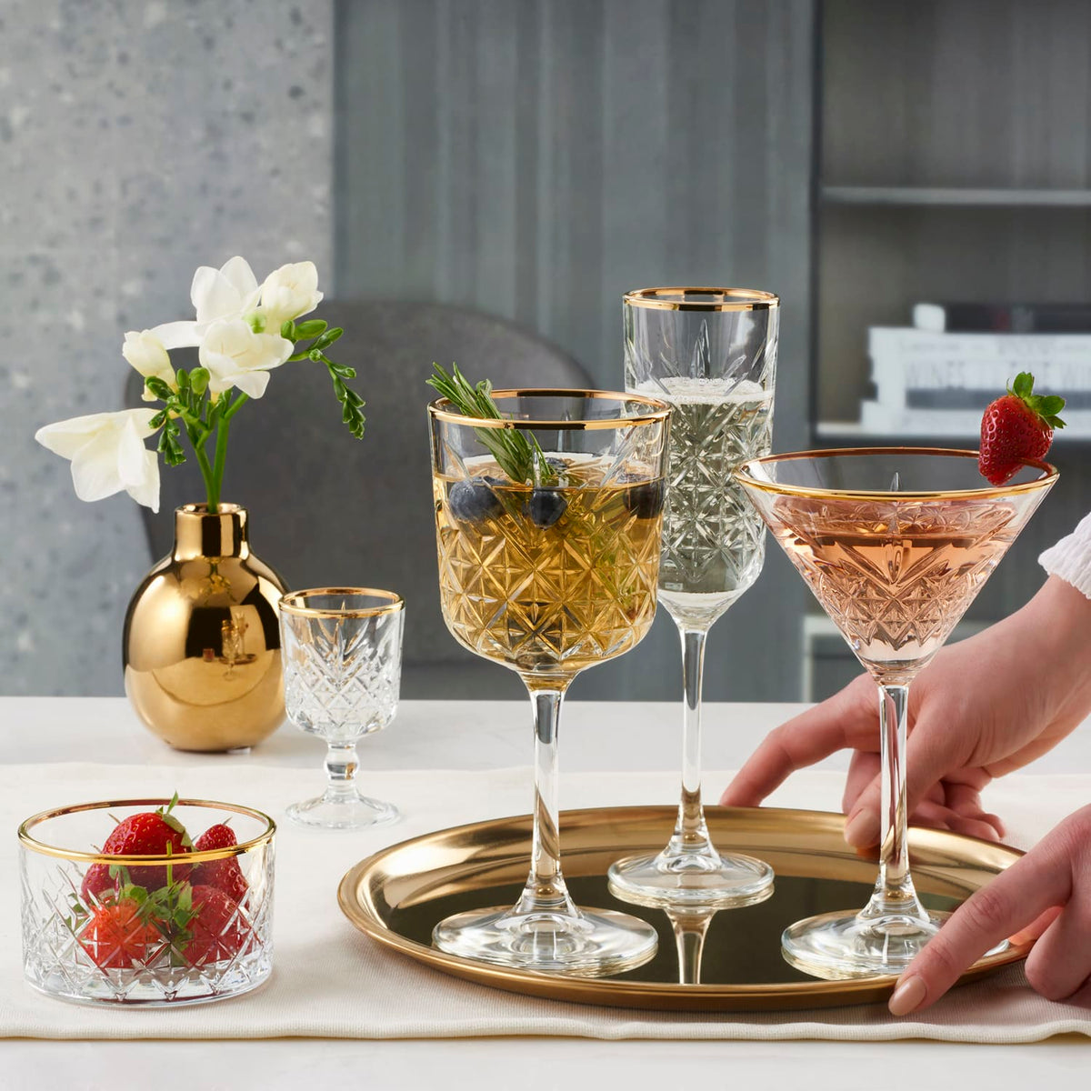 Pasabahce Timeless Champagneglas / Flute 17,5 Cl Gouden Rand - 4 Stuks - Glazen.nl
