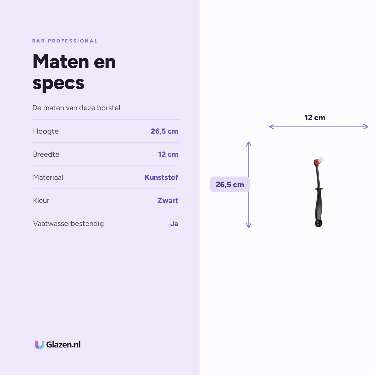 Maten en specificaties van Bar Professional Groepborstel Espressomachine Zwart