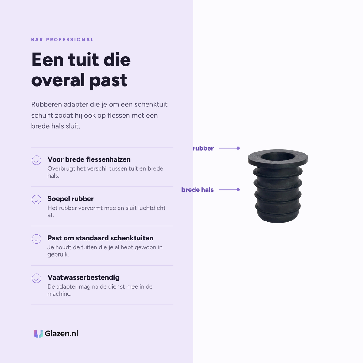 Eigenschappen van Oversize Kurk Adapter van Bar Professional