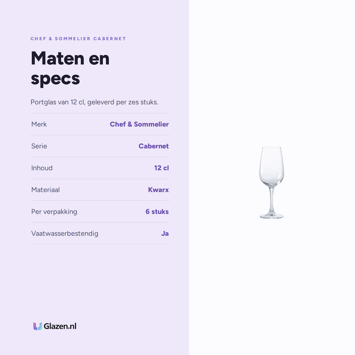 Chef & Sommelier Cabernet Likeurglas 12 Cl Porto - 6 Stuks, maten en specs
