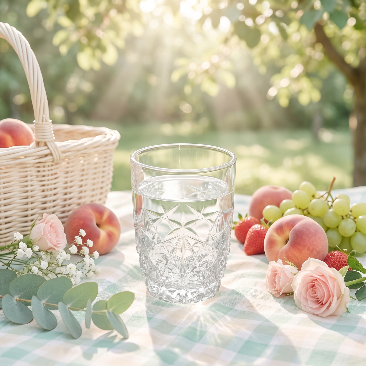 Bormioli Rocco Dedalo glas in een zomerse picknickscene