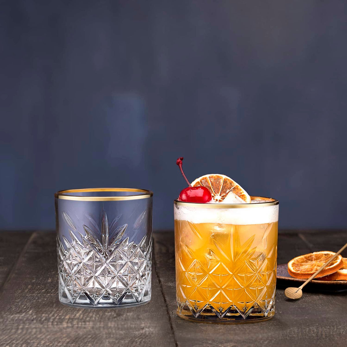 Pasabahce Timeless Tumbler 35,5 Cl Gouden Rand - 4 Stuks - Glazen.nl