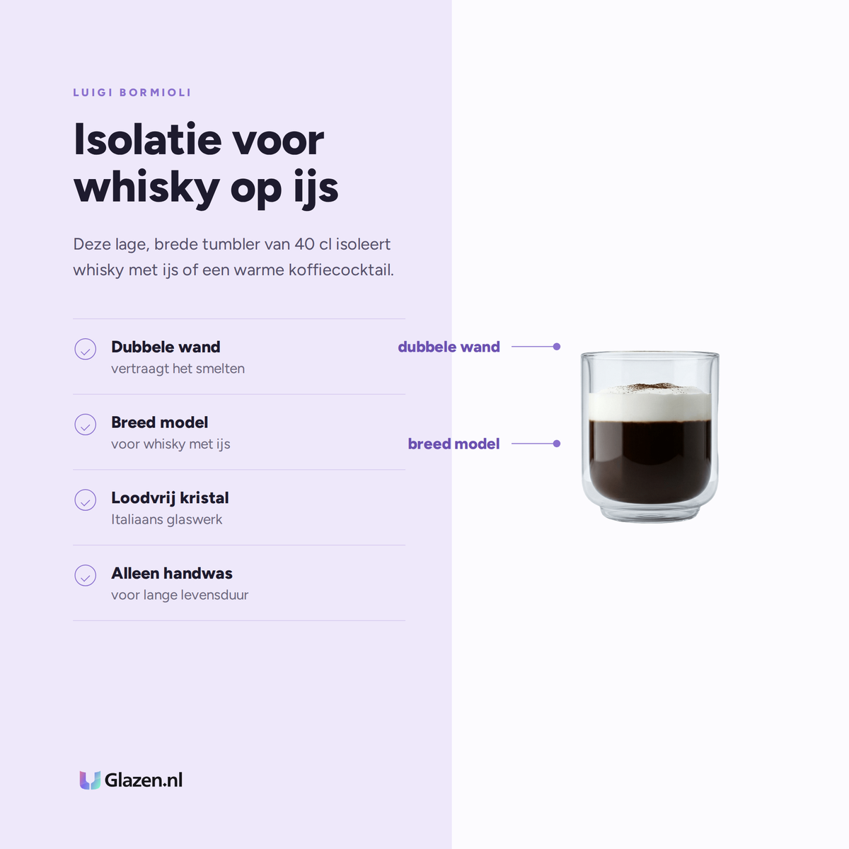Eigenschappen van Luigi Bormioli Thermic Glass Koffieglas 40 Cl Sublime D.O.F.