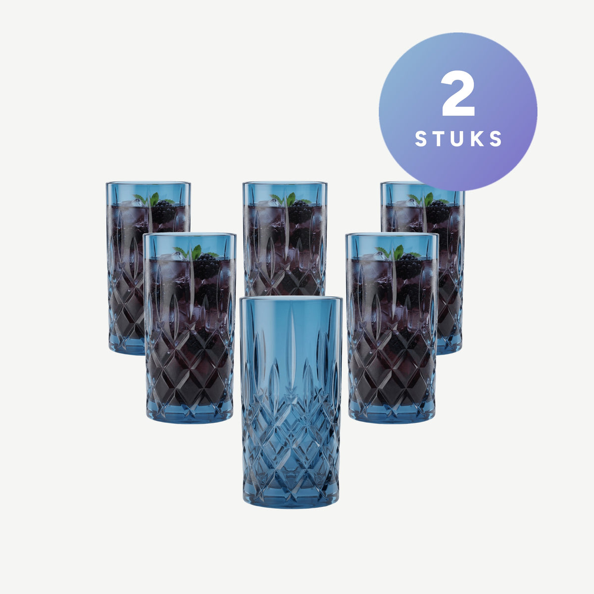 Nachtmann Noblesse Longdrinkglas 39,5 Cl Blauw, set van 2 stuks