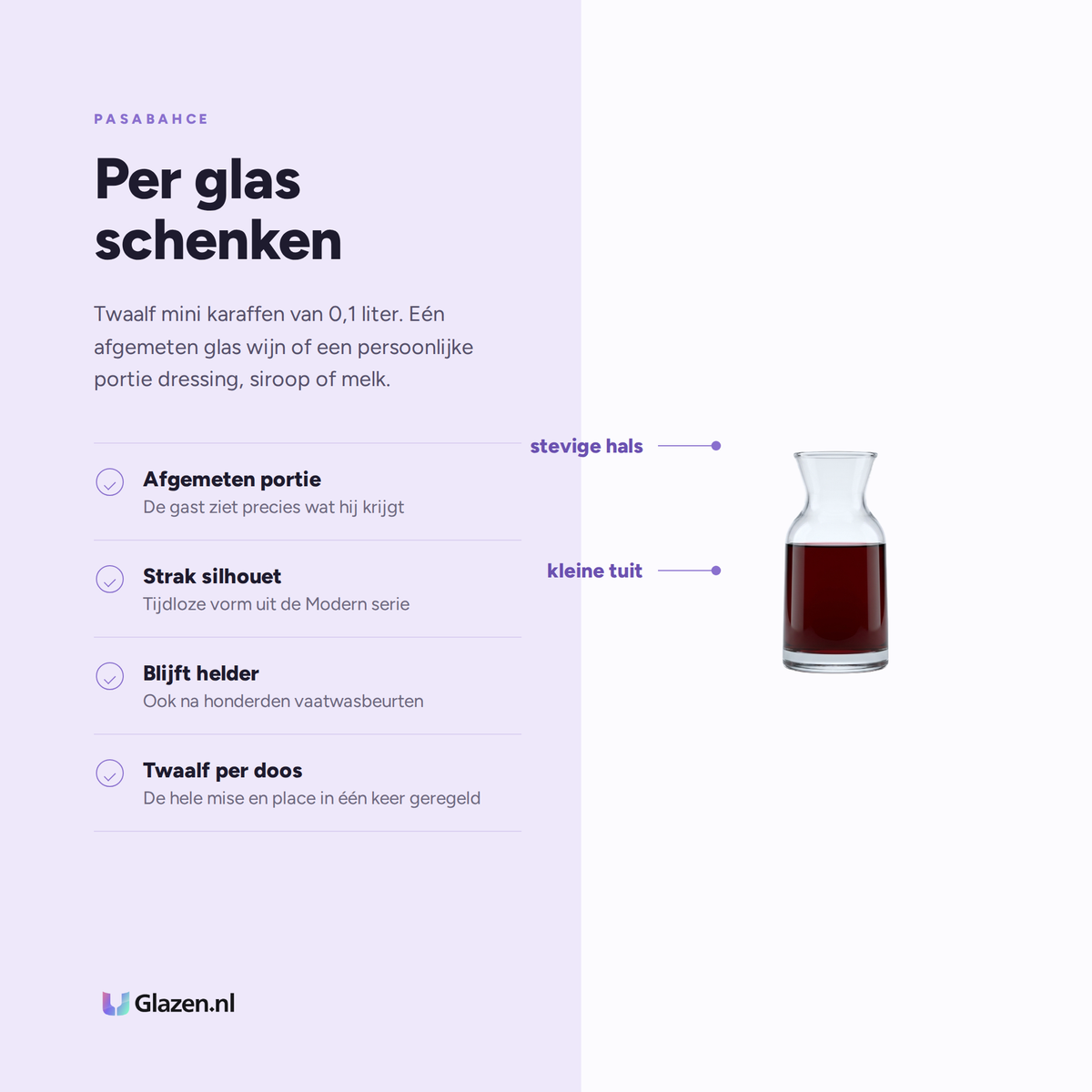 Eigenschappen van Pasabahce Modern Karaf 0,1 Liter - 12 Stuks