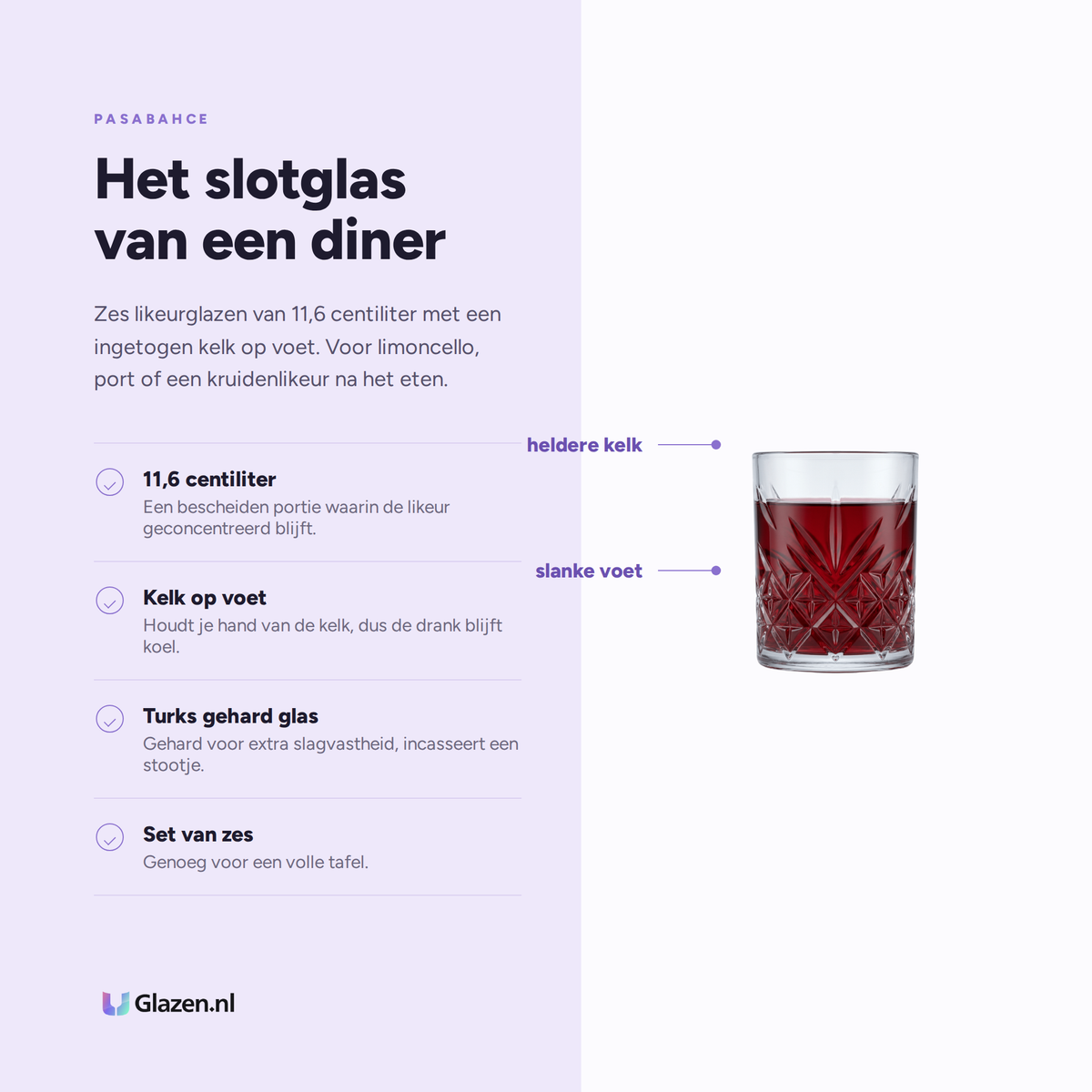 Pasabahce Timeless Likeurglas 11,6 cl eigenschappen