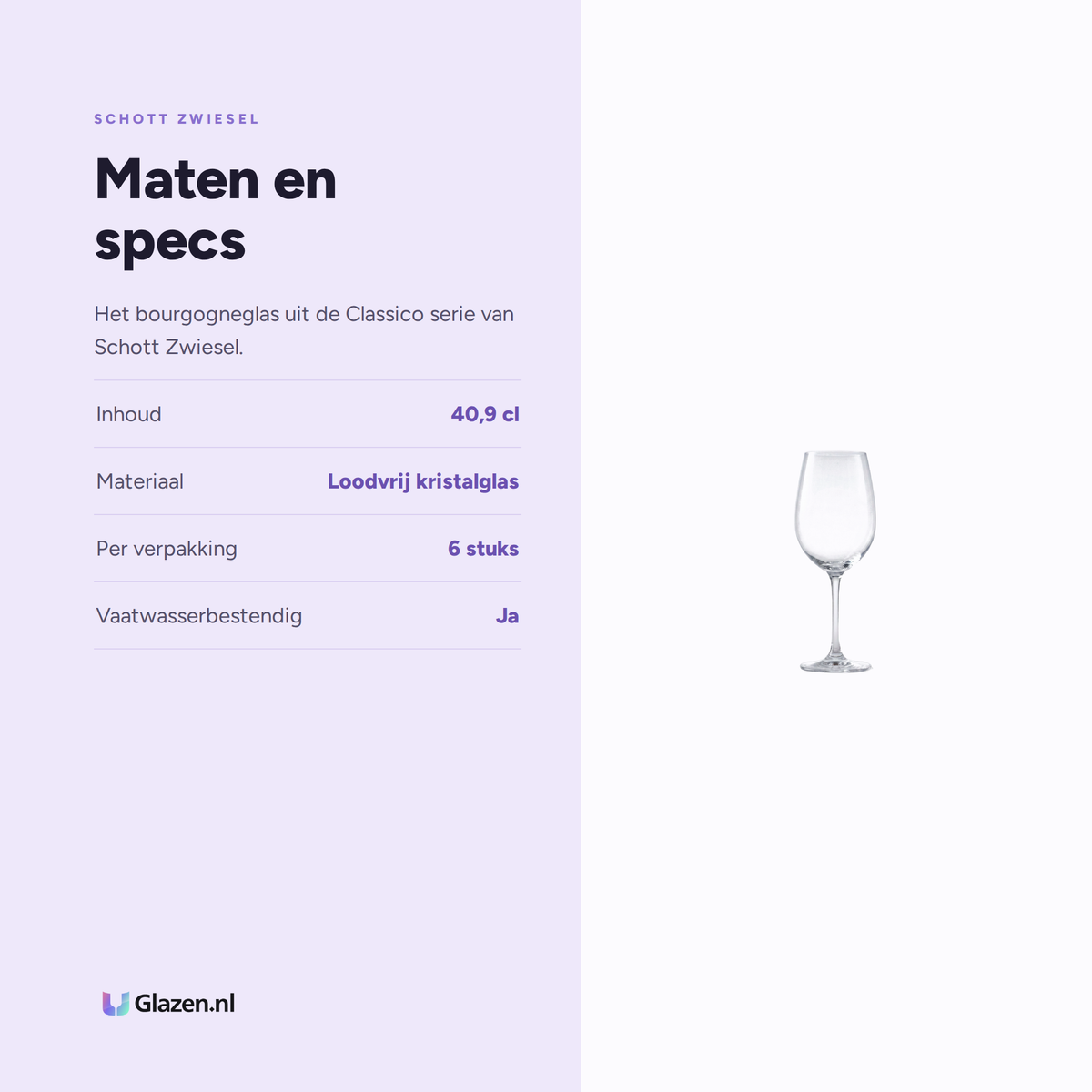 Maten en specs van Schott Zwiesel Classico Bourgogneglas 40,9 Cl